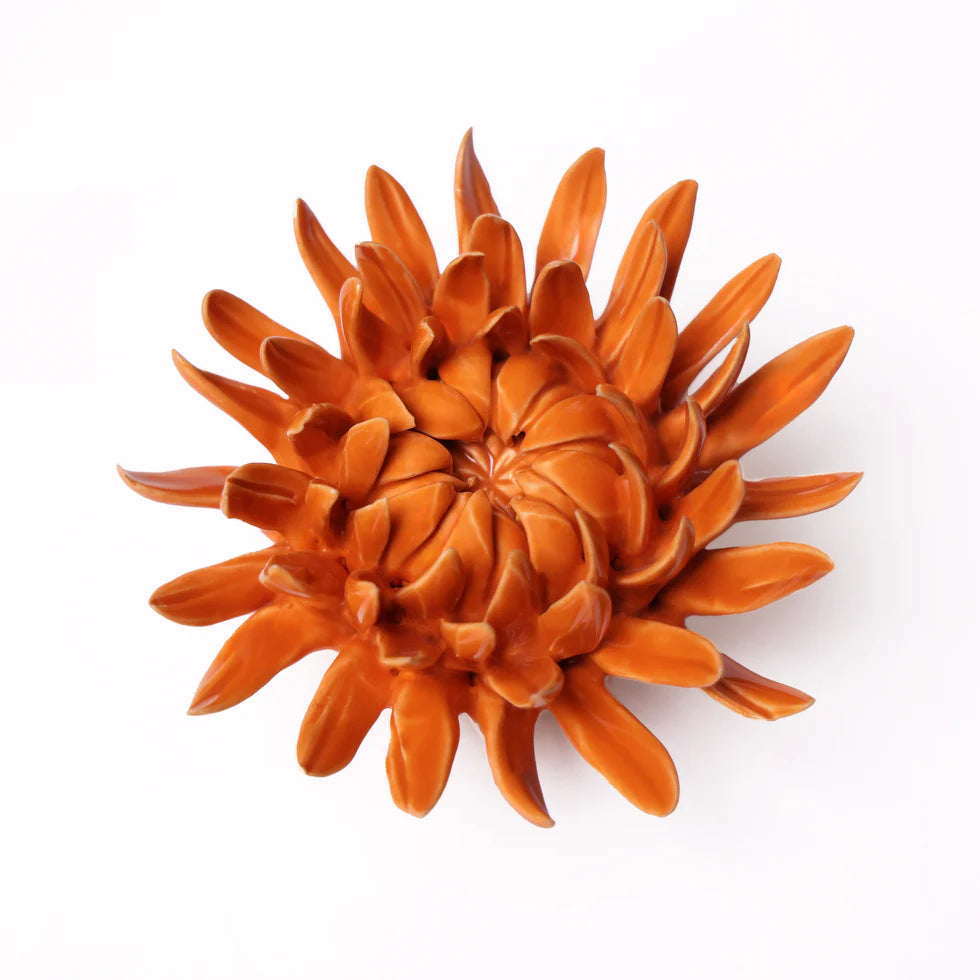 Ceramic Flower Wall Art Mum Orange