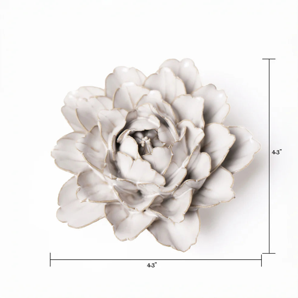 Ceramic Flower Wall Art Ivory Zinnia