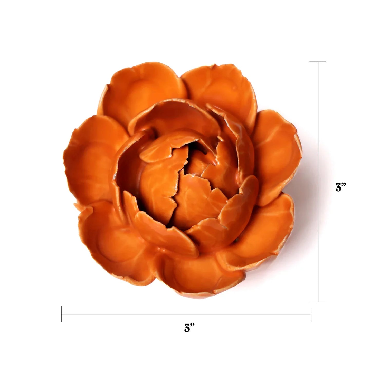 Ceramic Flower Wall Art Peony Orange