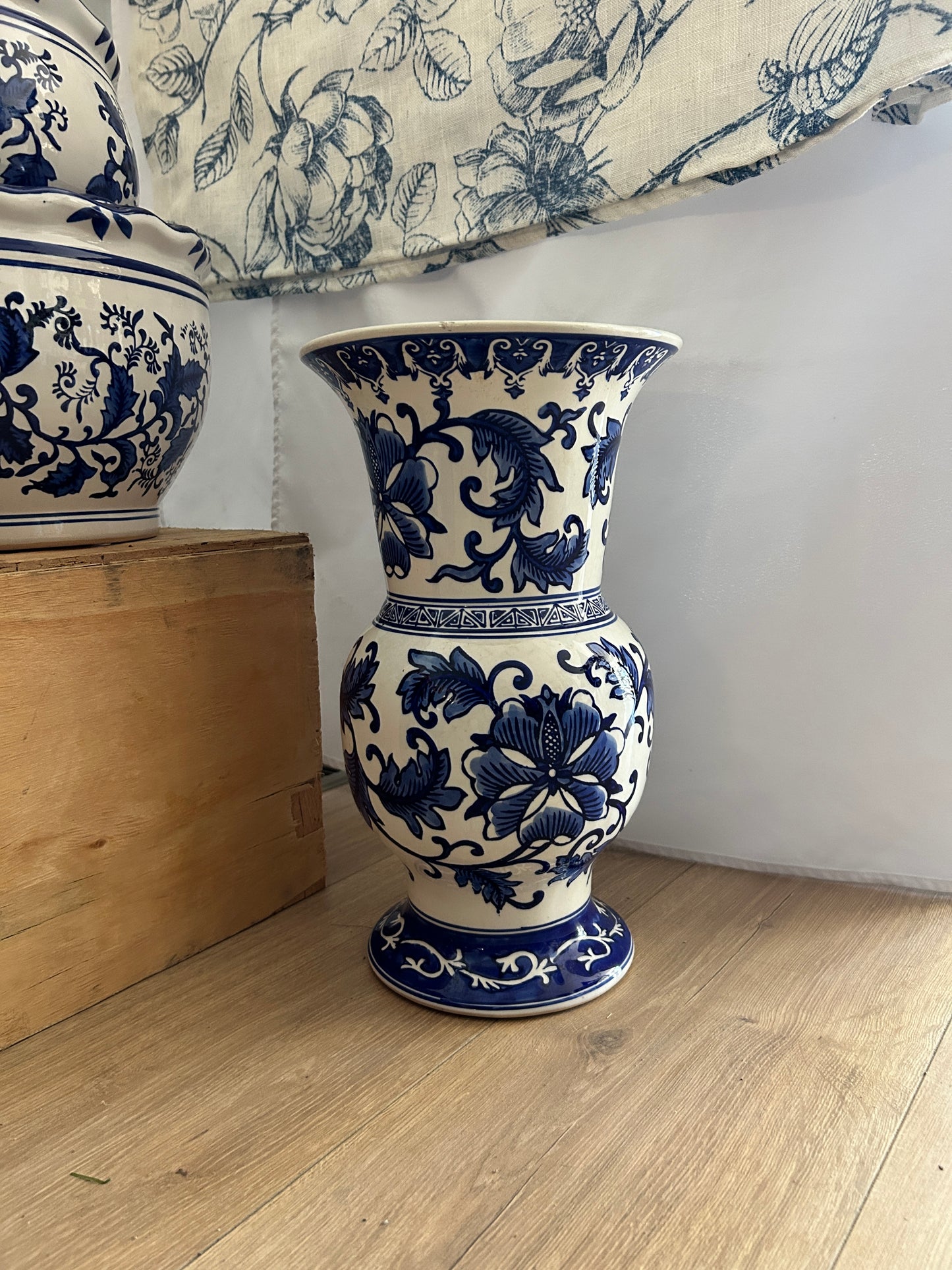 Royal Blue and White Bottle Vase