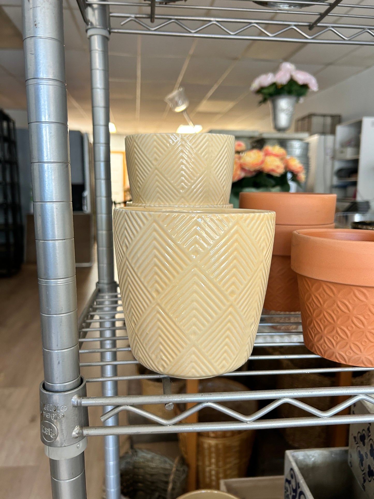 Pastel Yellow Chevron Planter