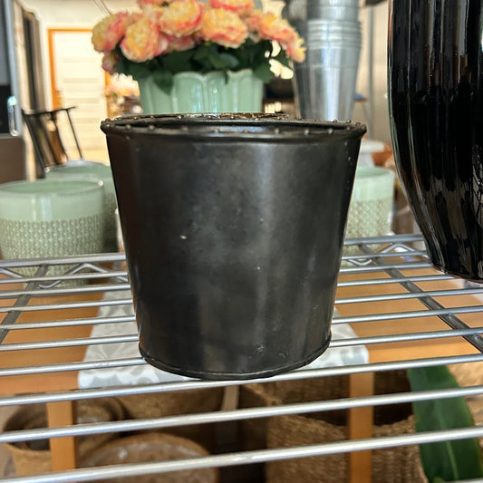 Small Black Planter with Dotted Rim