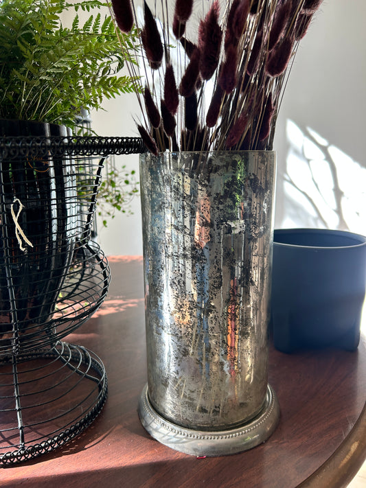 Silver Abstract Clear Vase