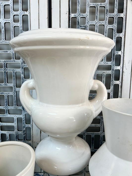 Large White Ceramic Urn Planter