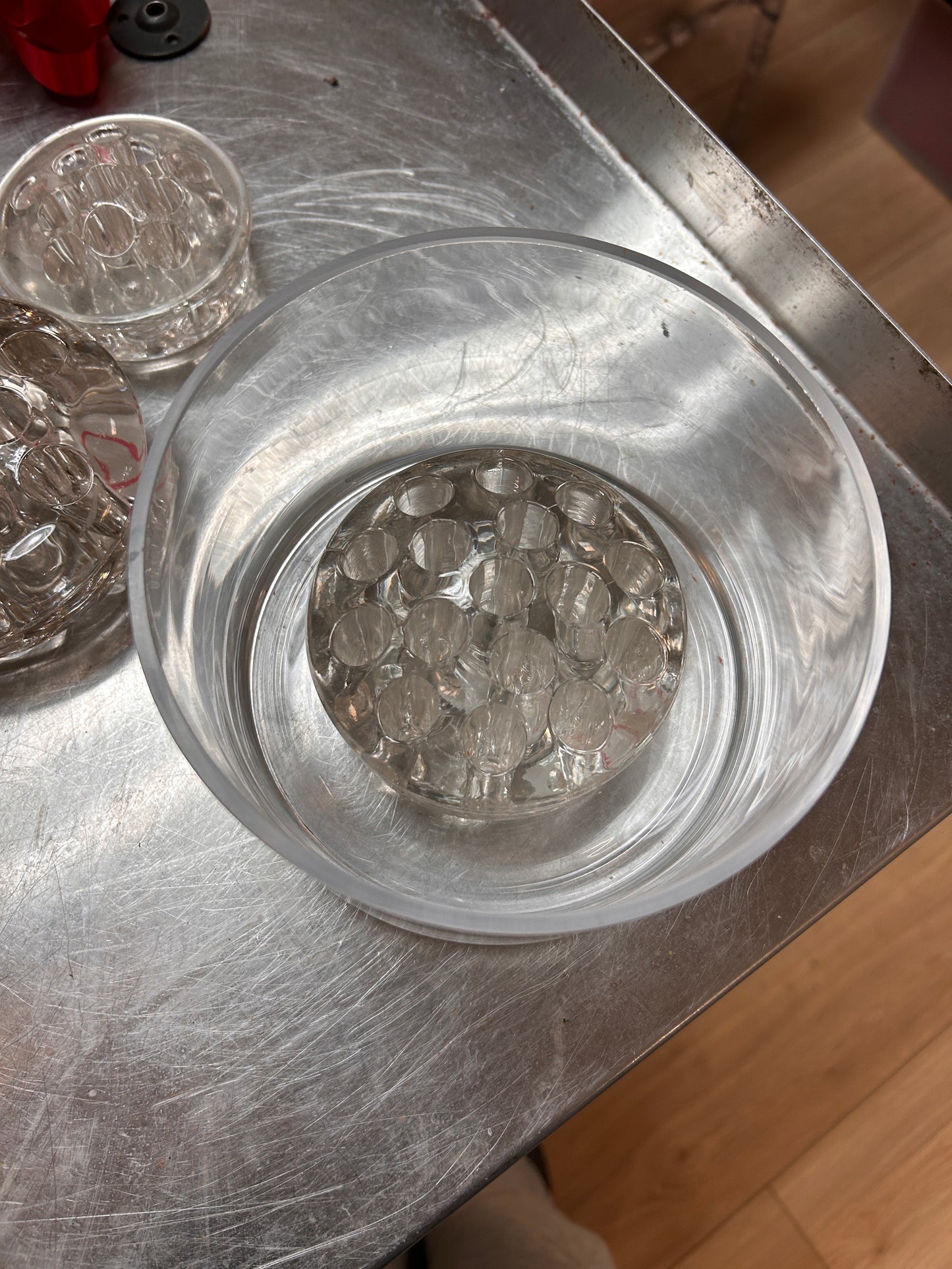 Vintage Round Glass Flower Frog