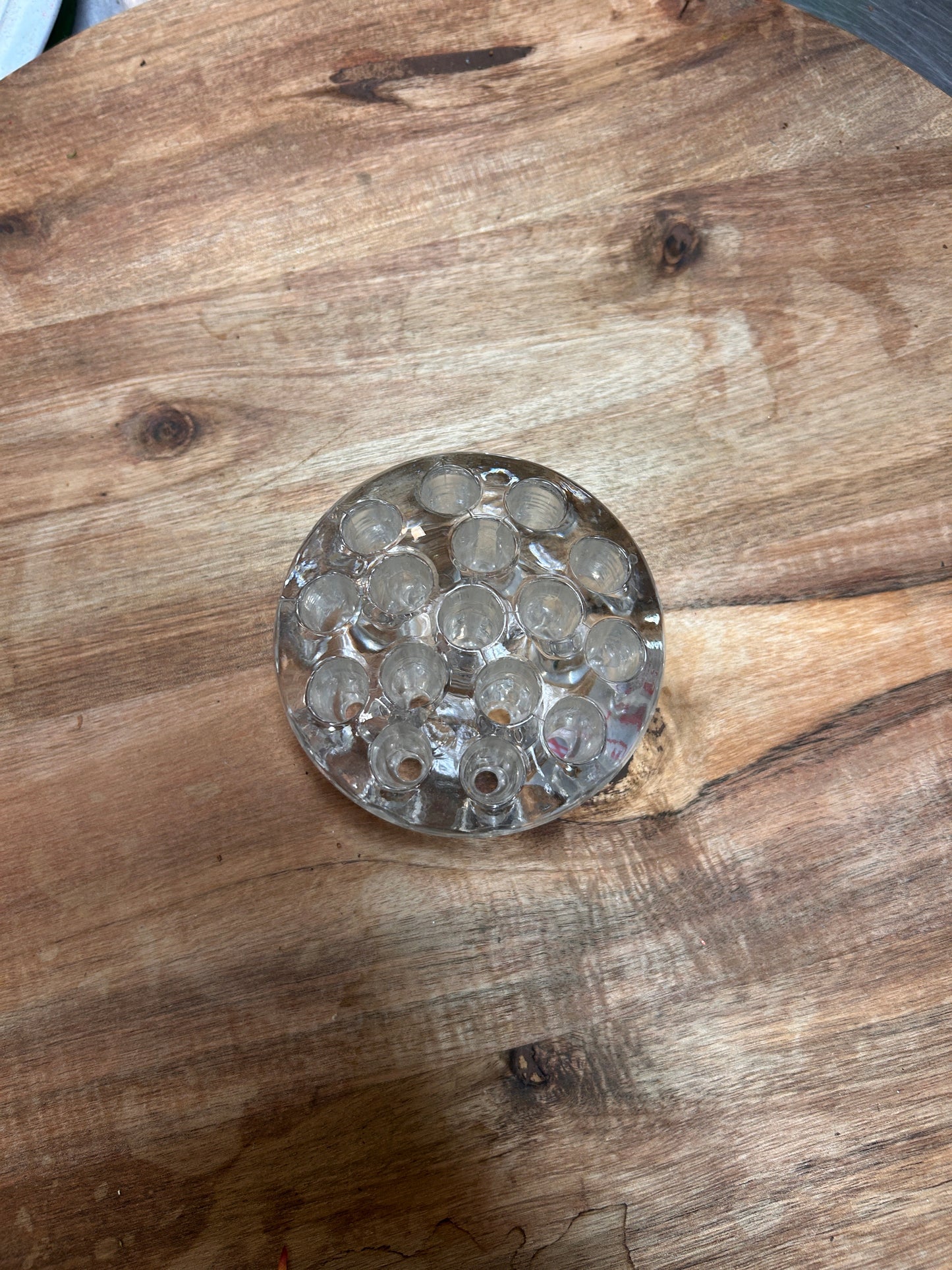 Vintage Round Glass Flower Frog