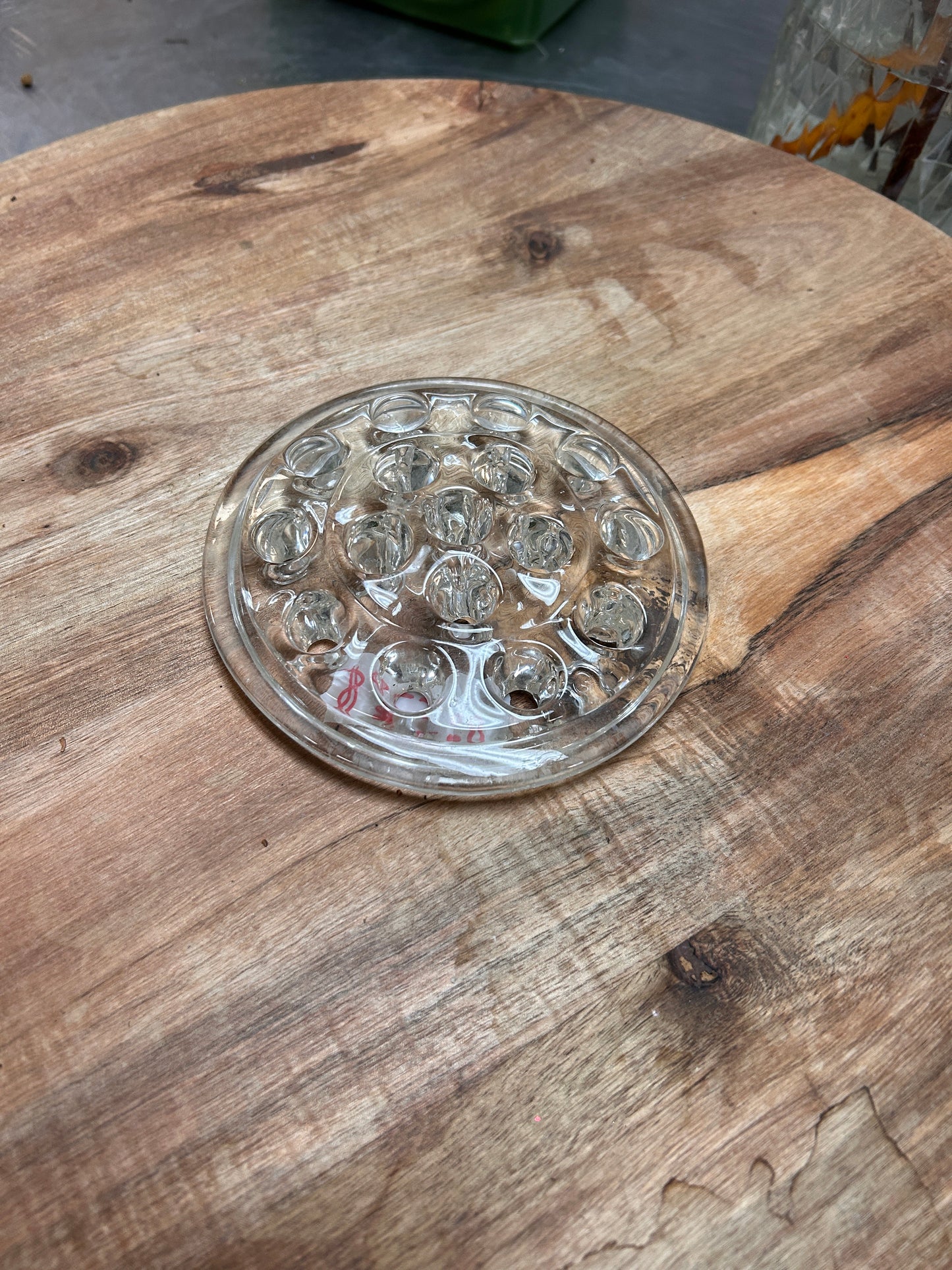 Vintage Round Glass Flower Frog