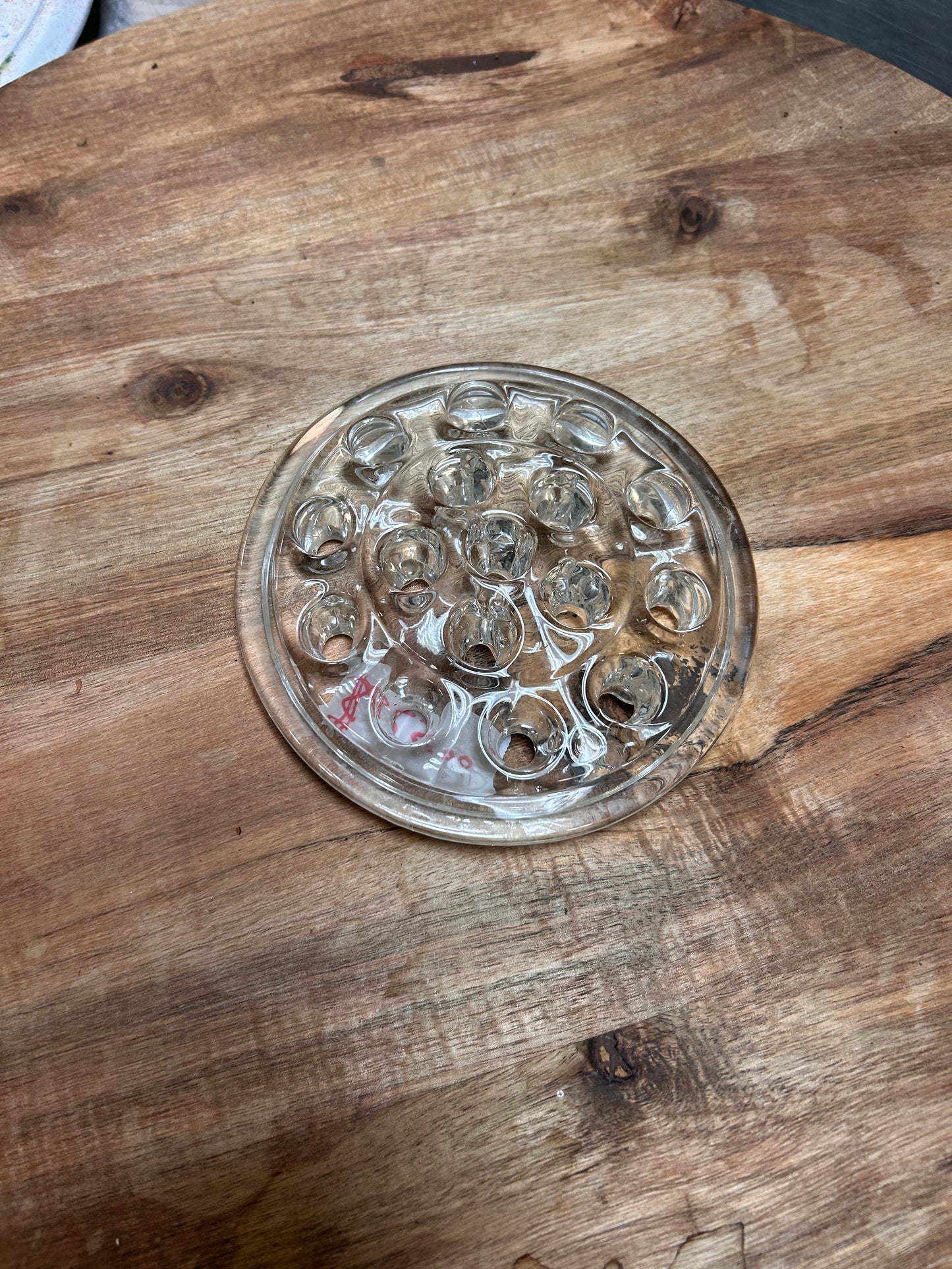 Vintage Round Glass Flower Frog