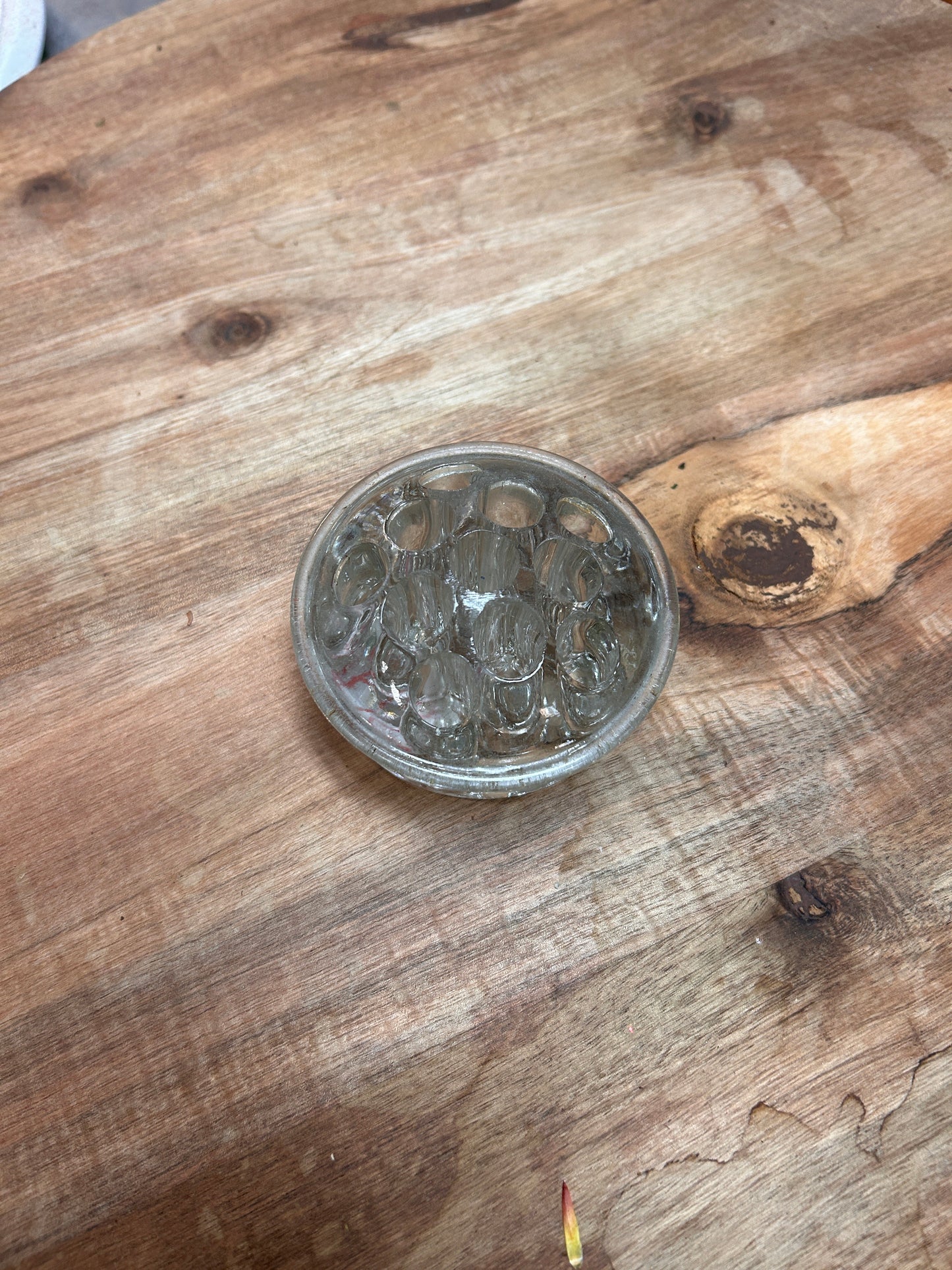 Vintage Round Glass Flower Frog