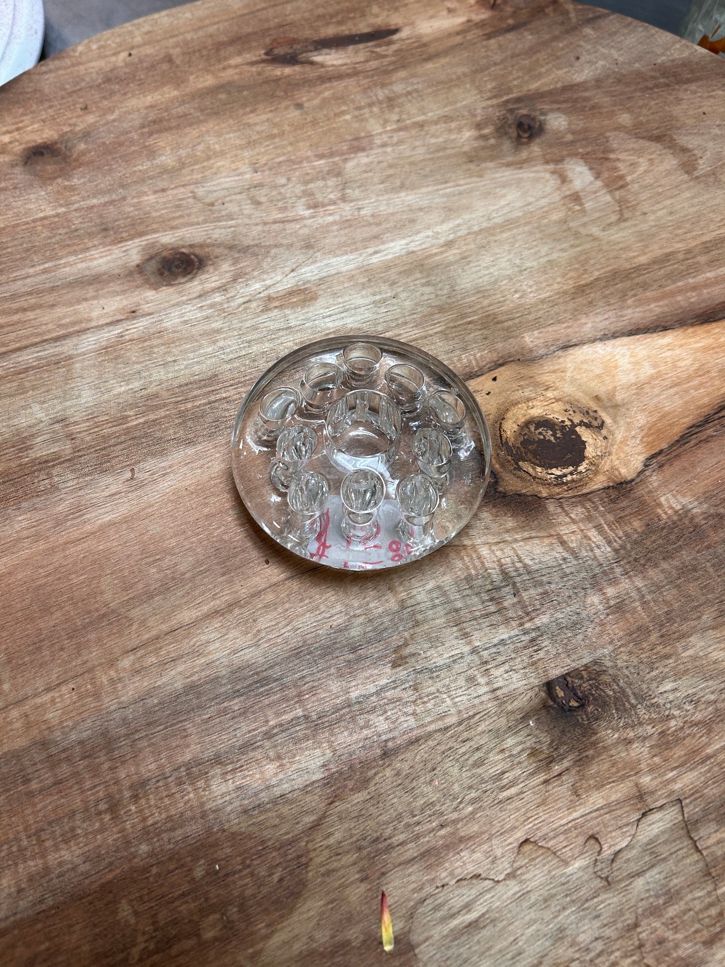 Vintage Round Glass Flower Frog