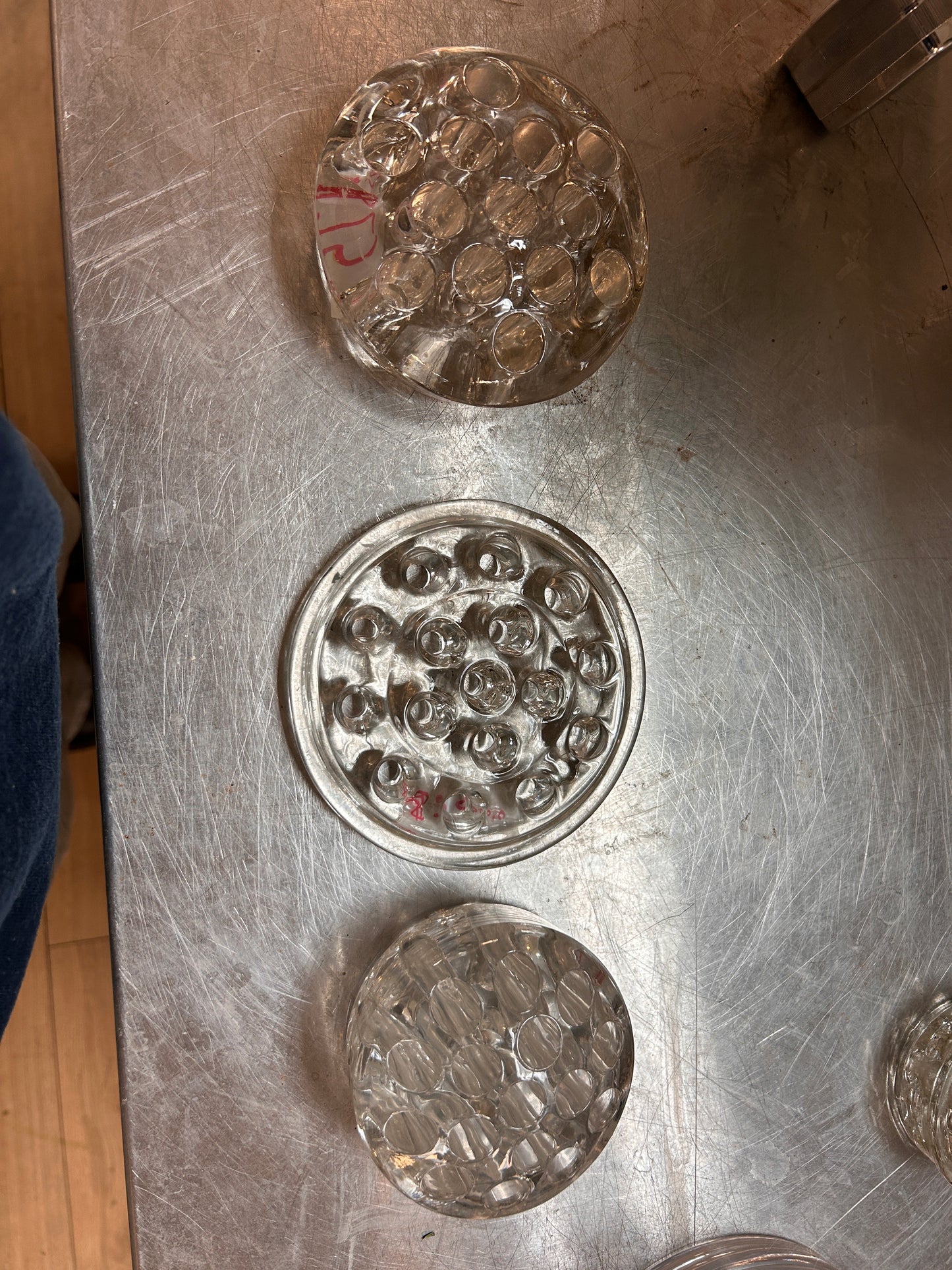 Vintage Round Glass Flower Frog