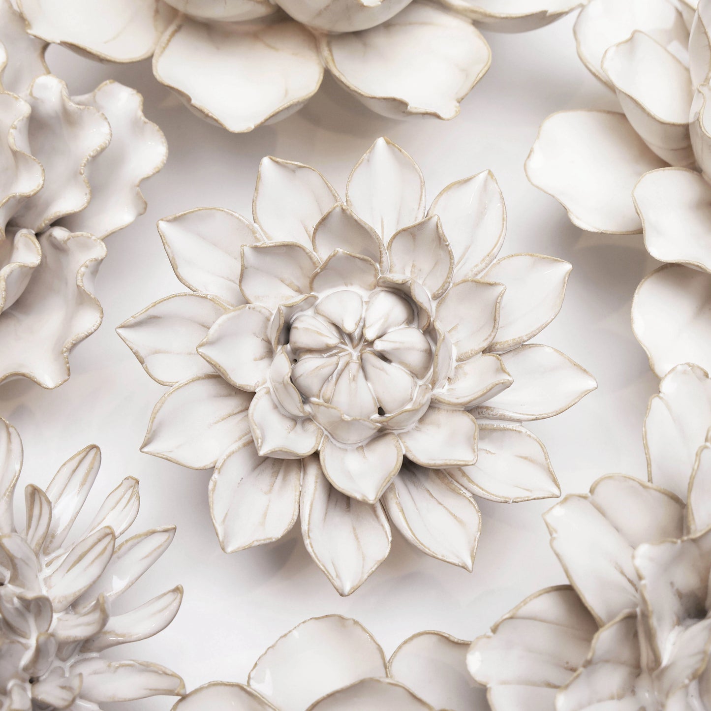 Ceramic Flower Wall Art Ivory Dahlia